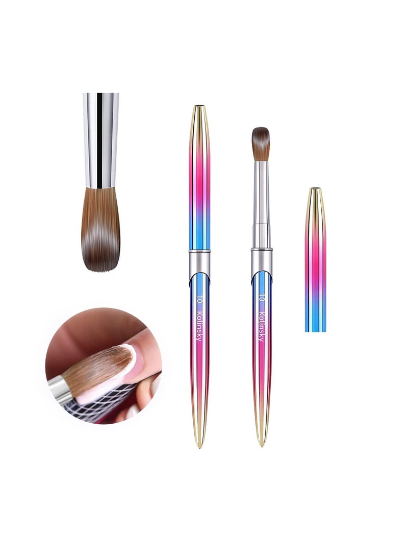 KASTWAVE Kolinsky Nail Art Brush, Carved Painted Nail Polish Brush Professional Acrylic Nail Pen 3D Colorful Pure Handmade Makeup Brush with Cap(#14) - Image 5