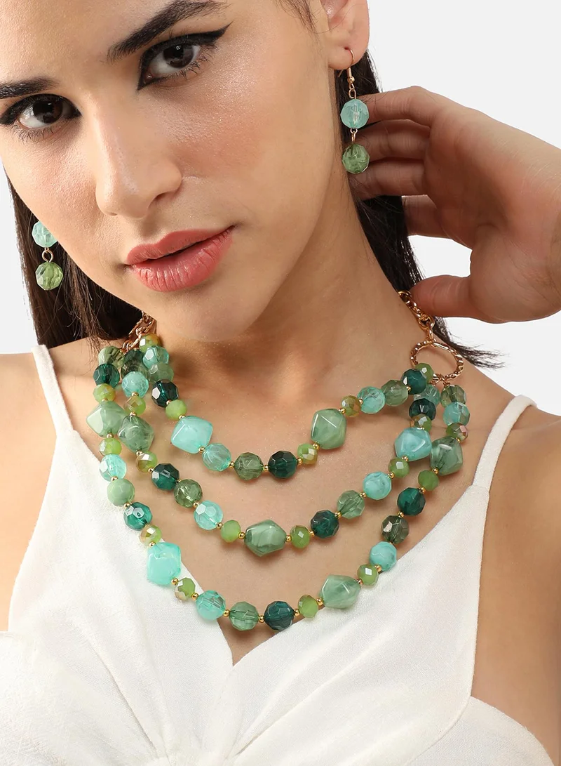 سوهي قلادة حجرية مصممة للحفلات مطلية بالذهب