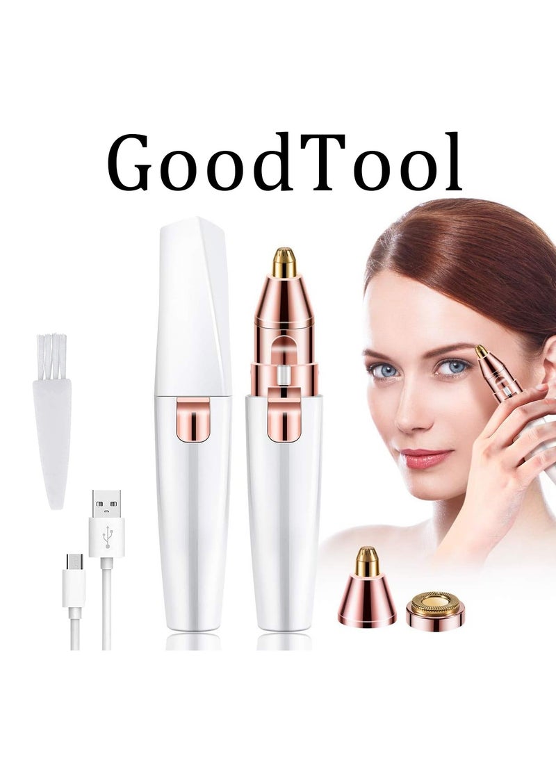GoodTool 2 in 1 Hair Remover Facial Hair Remover Women Rechargeable Waterproof Shaver Portable Painless Facial Hair Removal Razor for Body Face Beard Eyebrows Ear Nose Lips Chin - Image 1