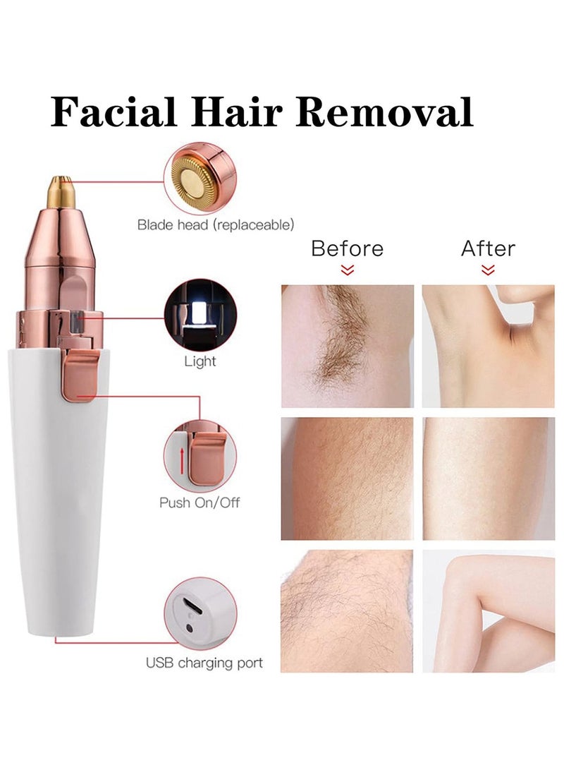 GoodTool 2 in 1 Hair Remover Facial Hair Remover Women Rechargeable Waterproof Shaver Portable Painless Facial Hair Removal Razor for Body Face Beard Eyebrows Ear Nose Lips Chin - Image 2