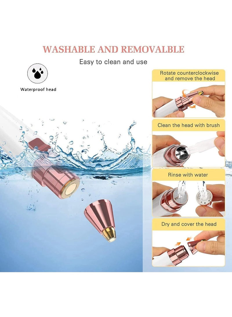 GoodTool 2 in 1 Hair Remover Facial Hair Remover Women Rechargeable Waterproof Shaver Portable Painless Facial Hair Removal Razor for Body Face Beard Eyebrows Ear Nose Lips Chin - Image 4