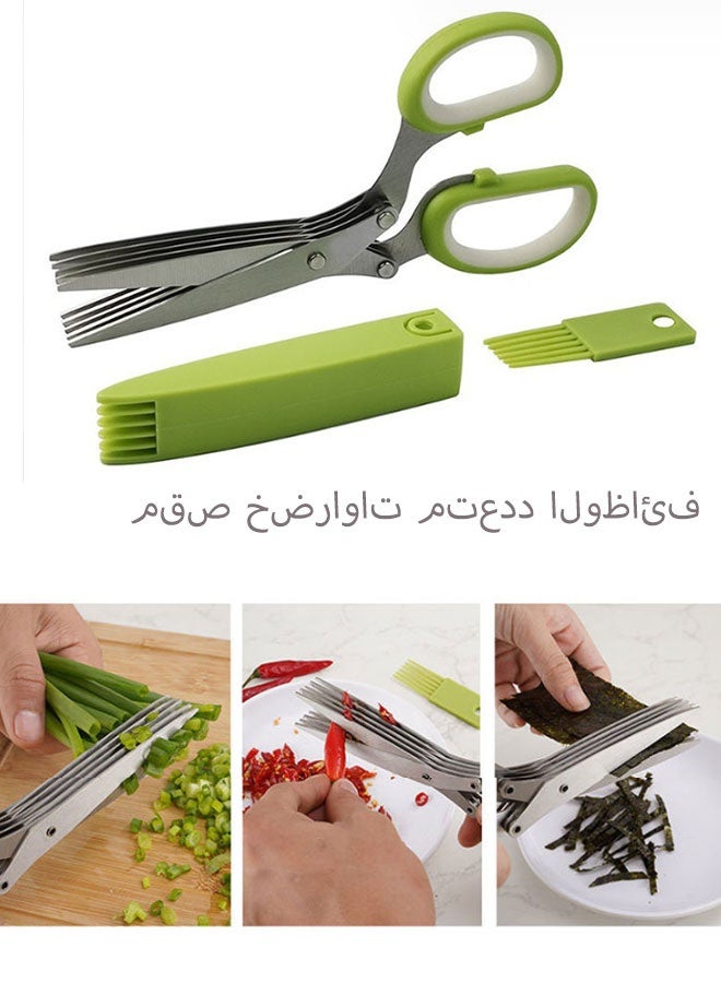 5-Layer Stainless Steel Multi-Function Kitchen Shears, Labor-Saving Vegetable Scissors - Image 1