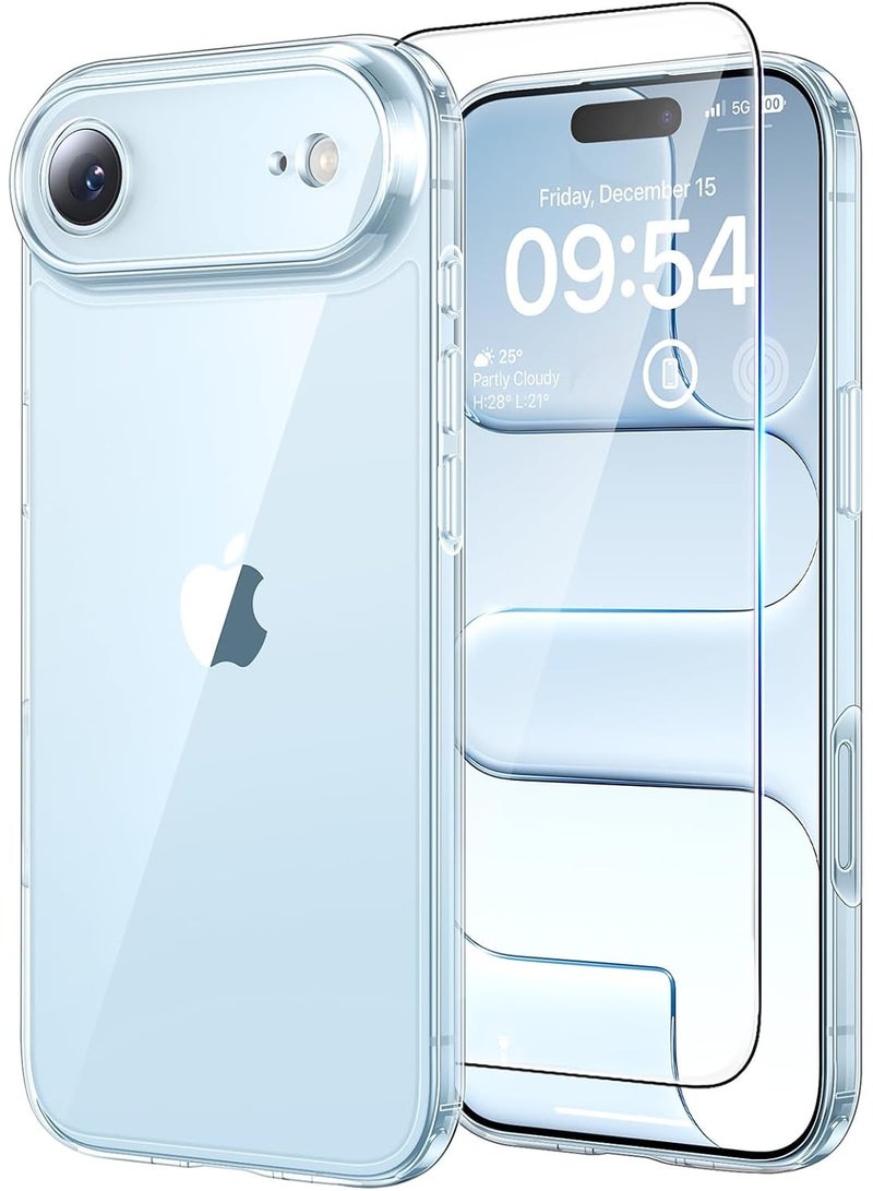 Raxoom For iPhone Air Case with 1-Pack Screen Protector, Camera Lens Full Protection, Military-Grade Protection, Shockproof Transparent Back Bumper Phone Cover 17 Air - Clear - Image 1