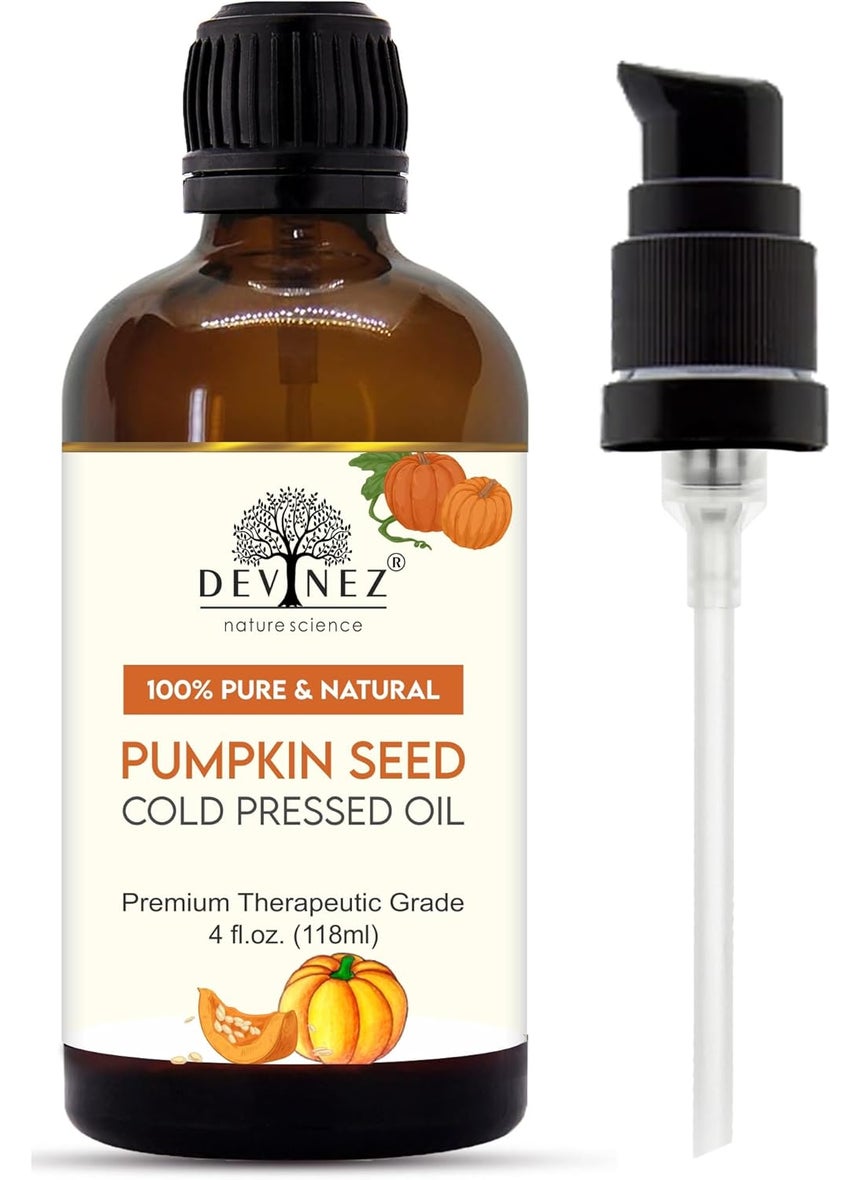 Devinez - Devinez Pumpkin Seed Oil With Lotion Pump  100 Pure ColdPressed 118ml  Hair Face  Body Oil Massage Oil - Image 1