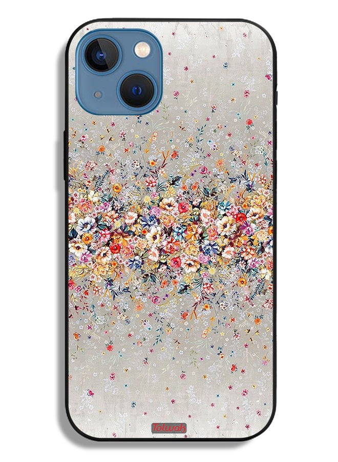 Tolwak Apple iPhone 13 Protective Case Small Flowers Abstract Art - Image 2
