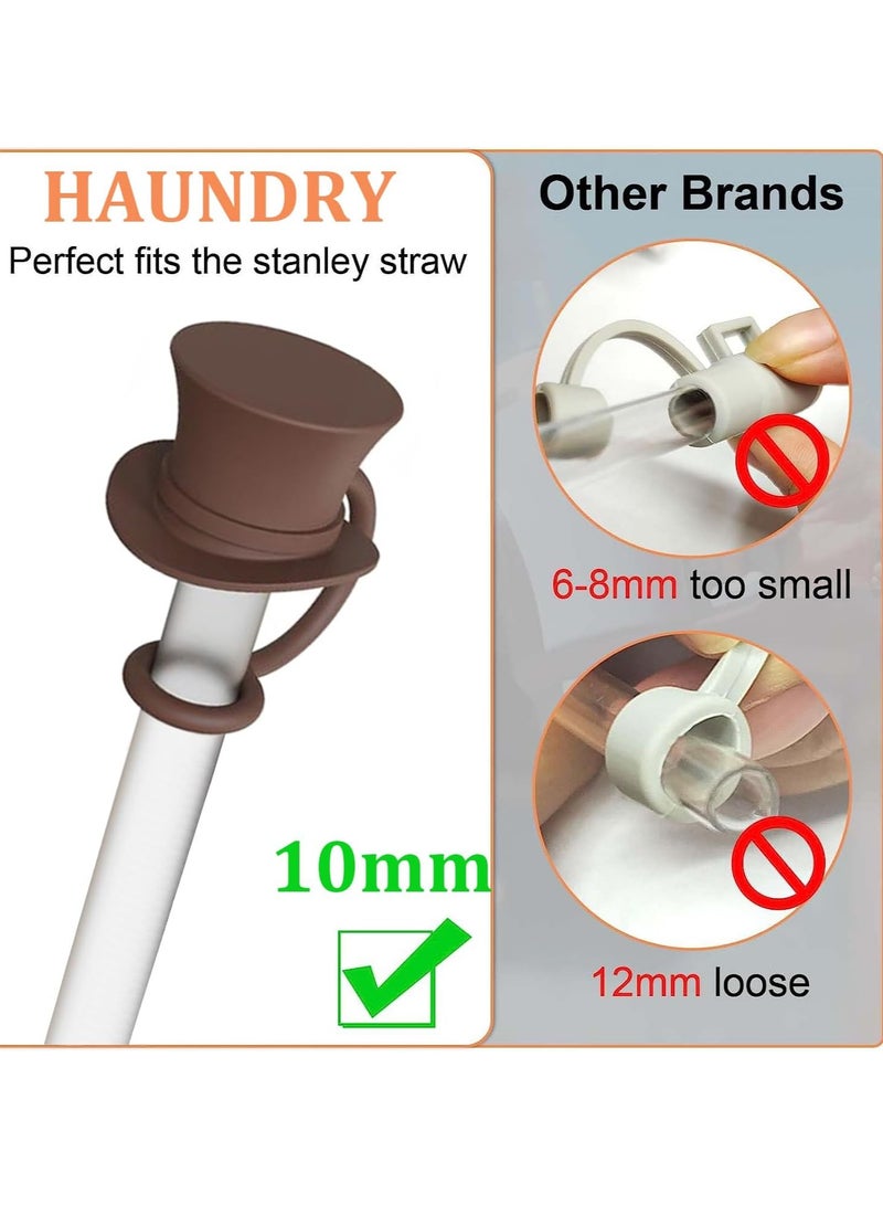 BIGTHREE Straw Cover Caps for Stanley Cup, 4 Pcs 10mm Straw Cover Caps, 4 Pcs of 12 Inches Straws, and 1 pcs Straw Brush, for 40-20 Oz Stanley Tumbler with Handle, Dust-proof and Leak-proof - Image 2