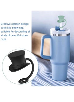BIGTHREE Straw Cover Caps for Stanley Cup, 4 Pcs 10mm Straw Cover Caps, 4 Pcs of 12 Inches Straws, and 1 pcs Straw Brush, for 40-20 Oz Stanley Tumbler with Handle, Dust-proof and Leak-proof  - Image 3