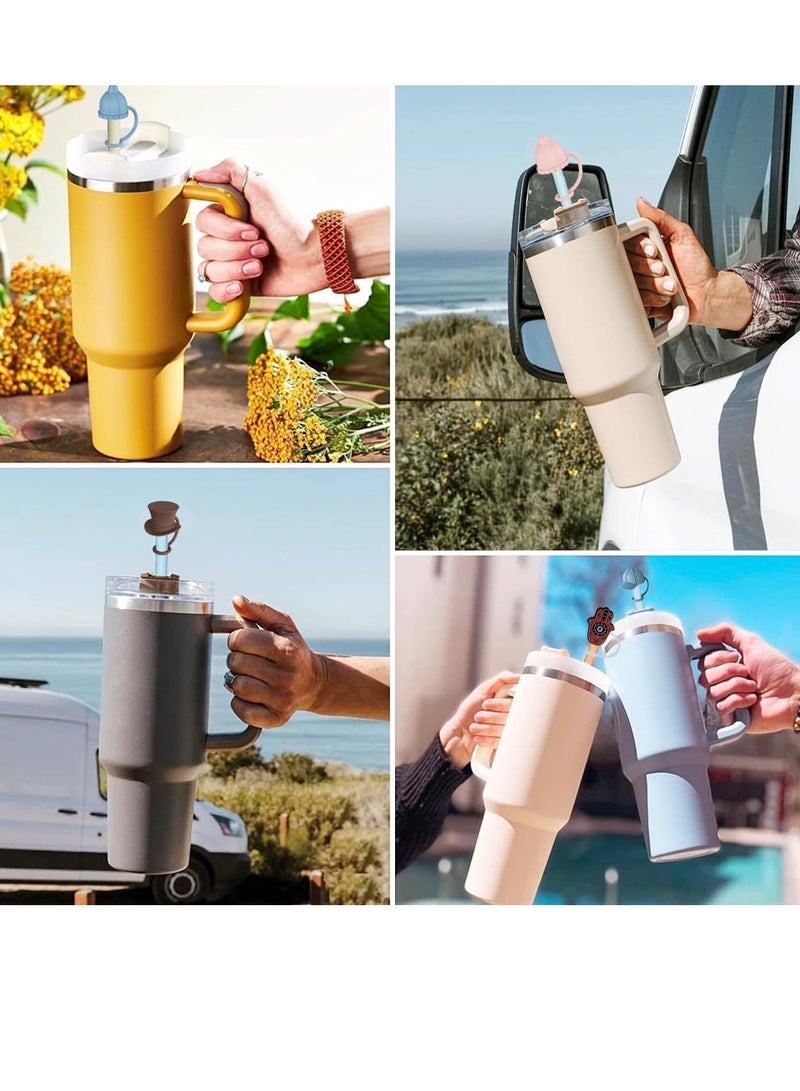 BIGTHREE Straw Cover Caps for Stanley Cup, 4 Pcs 10mm Straw Cover Caps, 4 Pcs of 12 Inches Straws, and 1 pcs Straw Brush, for 40-20 Oz Stanley Tumbler with Handle, Dust-proof and Leak-proof - Image 4