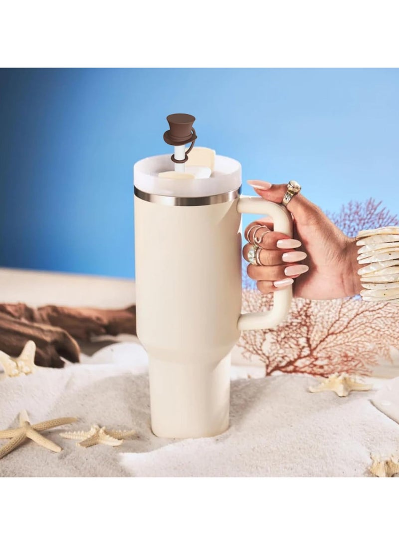 BIGTHREE Straw Cover Caps for Stanley Cup, 4 Pcs 10mm Straw Cover Caps, 4 Pcs of 12 Inches Straws, and 1 pcs Straw Brush, for 40-20 Oz Stanley Tumbler with Handle, Dust-proof and Leak-proof - Image 5