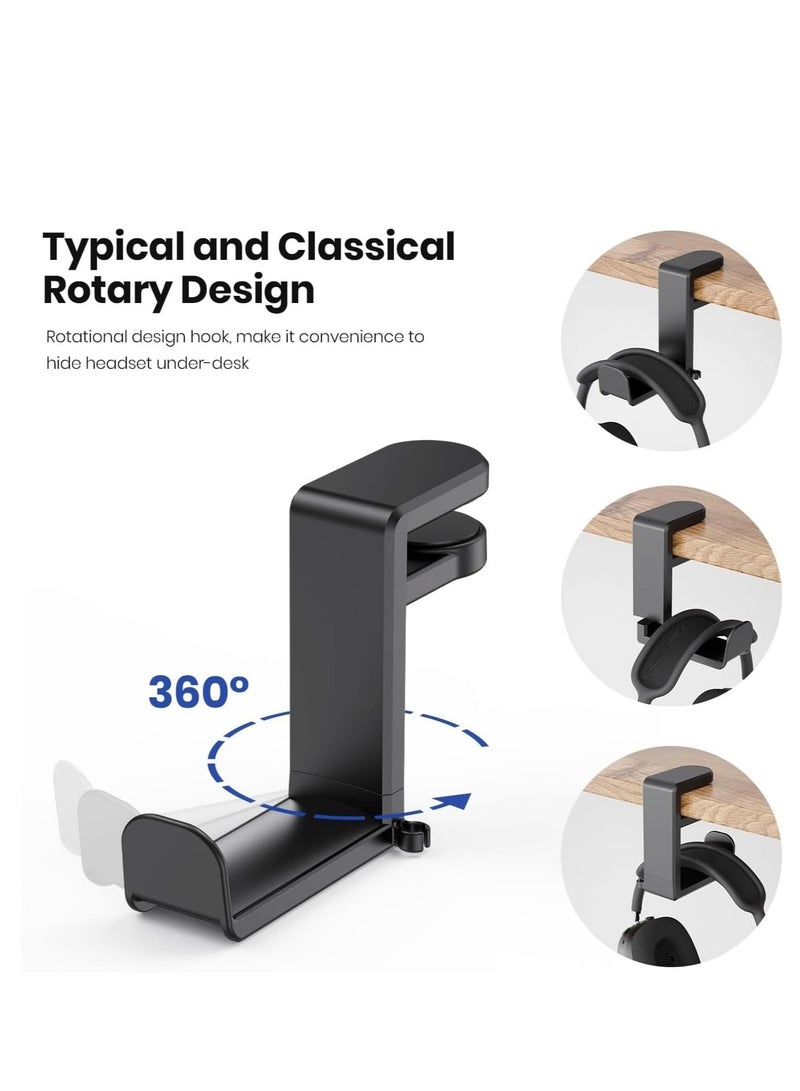 MJZ Adjustable Headset Stand, 360° Rotating Headphone Holder PC Gaming Headset Headphone Hook Holder Hanger Mount Under Desk Headphone Holder for Gaming Room, Study Room, Office - Image 5