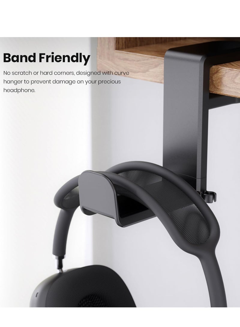 MJZ Adjustable Headset Stand, 360° Rotating Headphone Holder PC Gaming Headset Headphone Hook Holder Hanger Mount Under Desk Headphone Holder for Gaming Room, Study Room, Office - Image 4