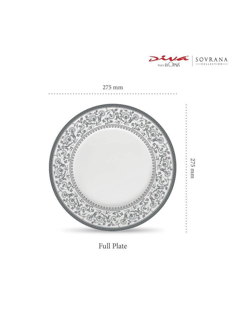 La Opala La Opala Diva Sovrana Collection Opal Glass Crockery | Full Plate Set of 6 Persian Grey | Dinner Plate for Dining & Gifting | Microwave Safe | 100% Vegetarian | Extra Strong | Super Light & White  - Image 2