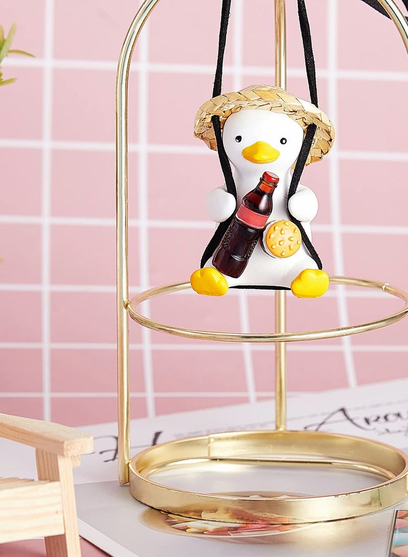KASTWAVE Swing Duck Car Hanging Ornament, Straw Hat Coke School Bag Duck Auto Decoration - Image 4