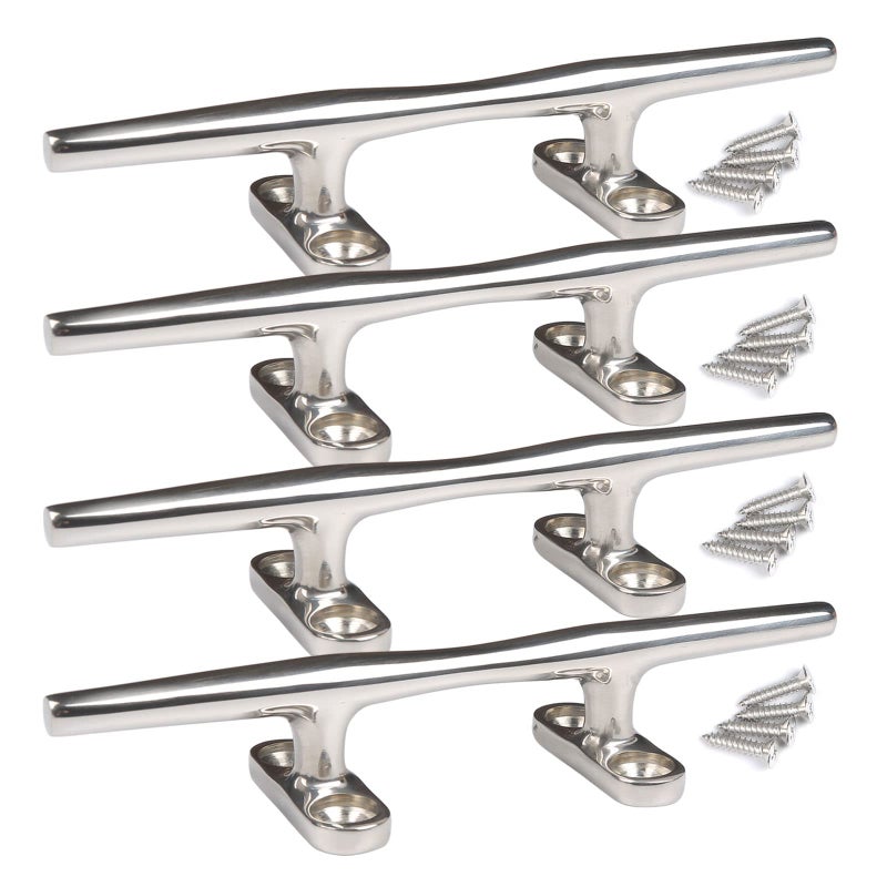 MX Boat Cleats 5 inch Marine Cleat Stainless Steel Dock Cleats Boat Rope Cleat with Fasteners for Marine Deck Nautical Dcor 4 Pack - Image 2
