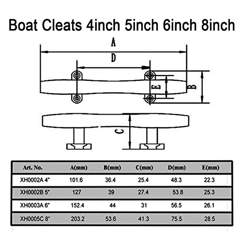 MX Boat Cleats 5 inch Marine Cleat Stainless Steel Dock Cleats Boat Rope Cleat with Fasteners for Marine Deck Nautical Dcor 4 Pack - Image 3