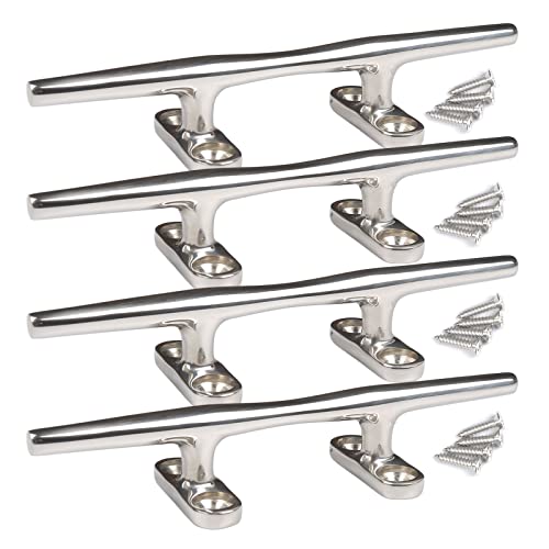 MX Boat Cleats 5 inch Marine Cleat Stainless Steel Dock Cleats Boat Rope Cleat with Fasteners for Marine Deck Nautical Dcor 4 Pack - Image 1
