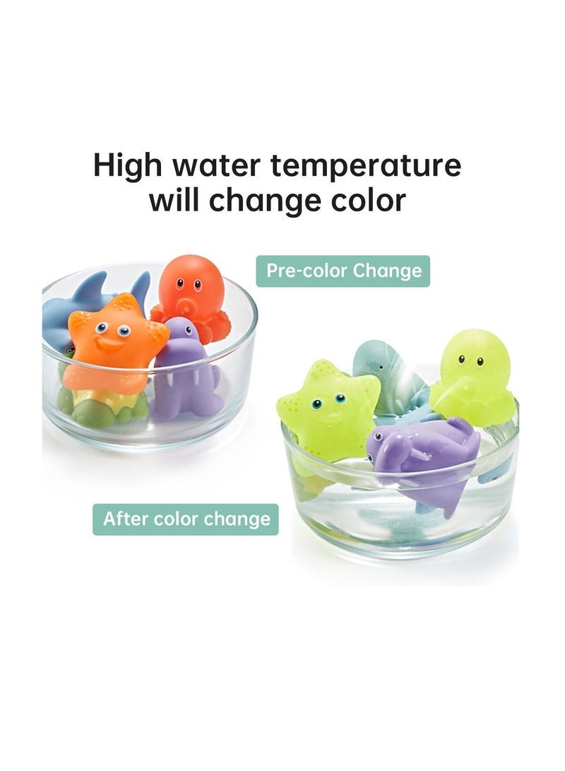 ECVV ECVV 7Pcs Baby Bath Toys Toddler Bathtub Toys Water Spraying Floating Animals Shark Fishing Water Beach Toys Swimming Pool Toys for Babies Kids - Image 3