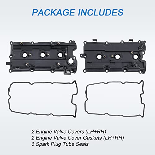 JDMSPEED New Engine Valve Cover With Gaskets Left & Right Side Replacement For Altima Maxima Murano I35 V6 3.5L 2002-2007 Replace# 264-985 264-984 13264-8J113 13264-7Y000 (Set of 2) - Image 2