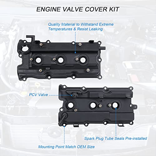 JDMSPEED New Engine Valve Cover With Gaskets Left & Right Side Replacement For Altima Maxima Murano I35 V6 3.5L 2002-2007 Replace# 264-985 264-984 13264-8J113 13264-7Y000 (Set of 2) - Image 5
