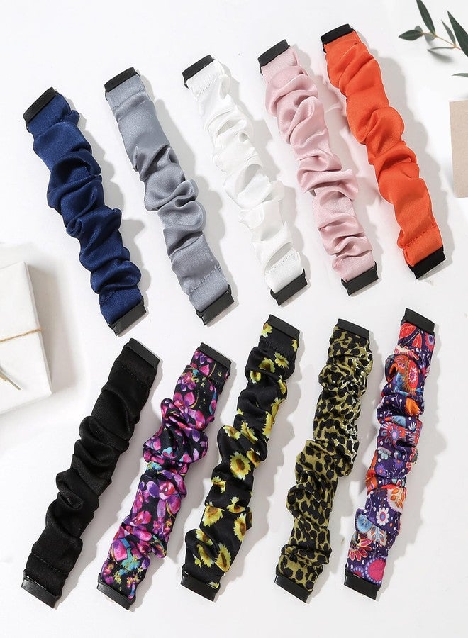 Acortjl Scrunchie Band Compatible for Fitbit Versa 4/Sense 2/Versa 3/Sense Stretchy Cute Fabric Soft Replacement Wristbands Pattern Scrunchy Strap Women Girls for Fitbit Versa 4/Sense 2/Versa 3/Sense - Image 5