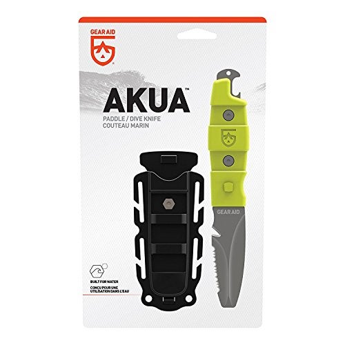 GEAR AID Akua Blunt Tip Paddle Knife with Serrated Blade and Quick Release Sheath, Titanium-Coated 3” Blade - Image 2