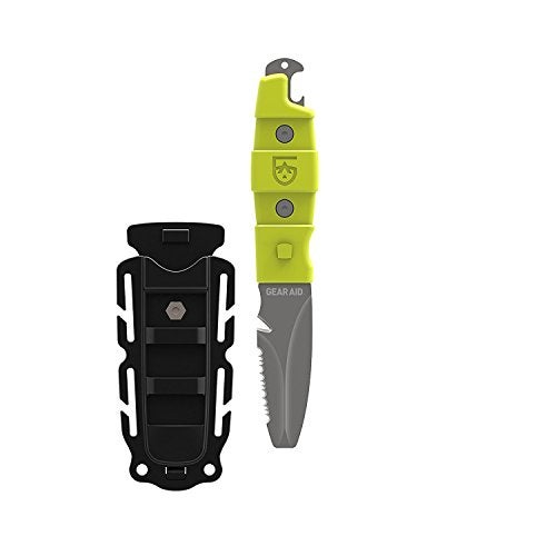 GEAR AID Akua Blunt Tip Paddle Knife with Serrated Blade and Quick Release Sheath, Titanium-Coated 3” Blade - Image 1