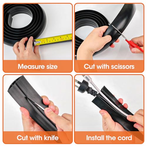 YesBes 10 FT Floor Cord Cover, Cord Covers for Wires on Floor, Cord Protector, Floor Cable Cover, Hide Extension Cord Covers for Floor, Cable Cavity: 0.47" (W) x 0.29" (H), Black - Image 5