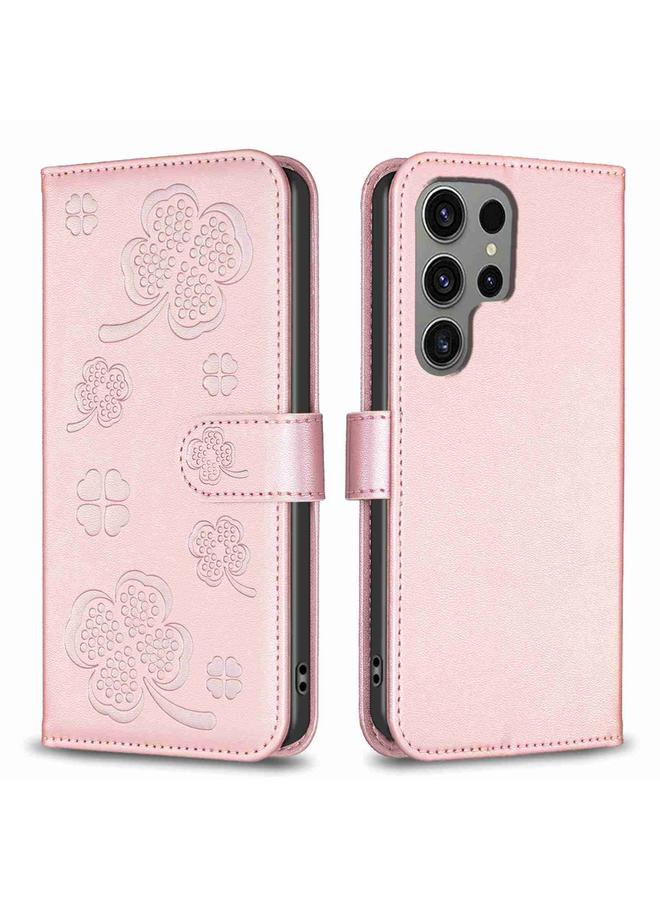 S-TOP Case For Samsung Galaxy S23 Ultra 5G Four-leaf Embossed Leather Phone Case - Image 1