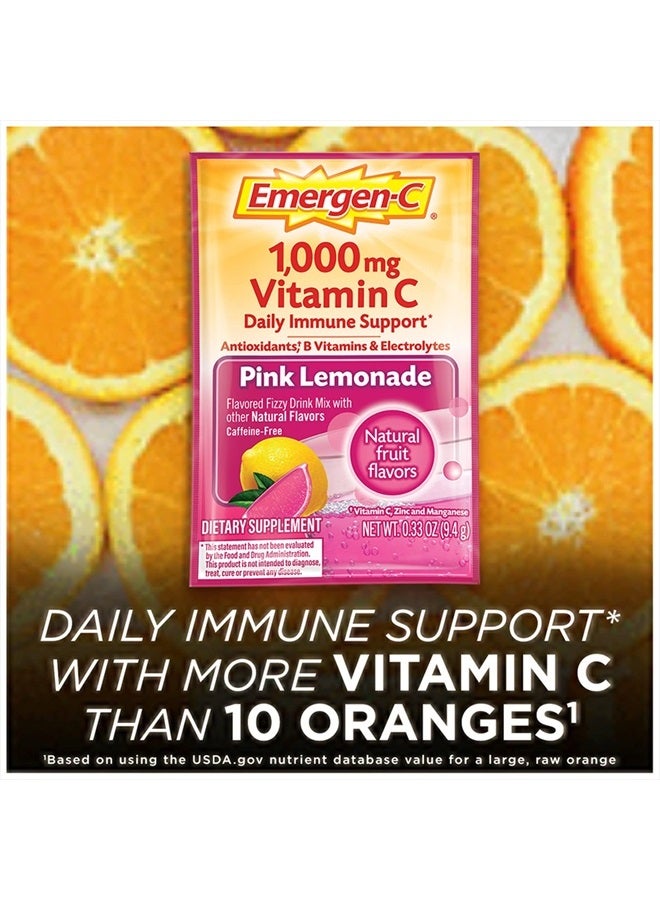 Emergen-C 1000mg Vitamin C Powder, with Antioxidants, B Vitamins and Electrolytes, Immunity Supplements for Immune Support, Caffeine Free Fizzy Drink Mix, Pink Lemonade Flavor - 30 Count  - Image 3