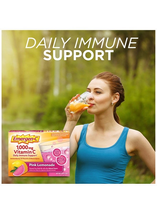 Emergen-C 1000mg Vitamin C Powder, with Antioxidants, B Vitamins and Electrolytes, Immunity Supplements for Immune Support, Caffeine Free Fizzy Drink Mix, Pink Lemonade Flavor - 30 Count  - Image 2