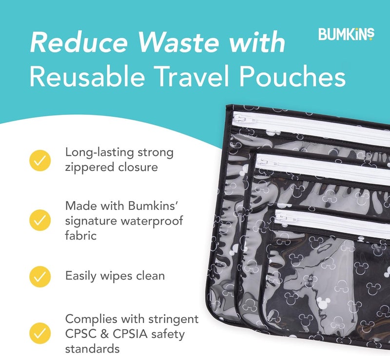 BUMKiNs Disney TSA Approved Toiletry Bag, Travel Bag, PVC-Free, Vinyl-Free, Clear Front, Set of 3 - Mickey Mouse Icon - Image 5