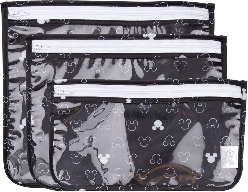 BUMKiNs Disney TSA Approved Toiletry Bag, Travel Bag, PVC-Free, Vinyl-Free, Clear Front, Set of 3 - Mickey Mouse Icon - Image 1
