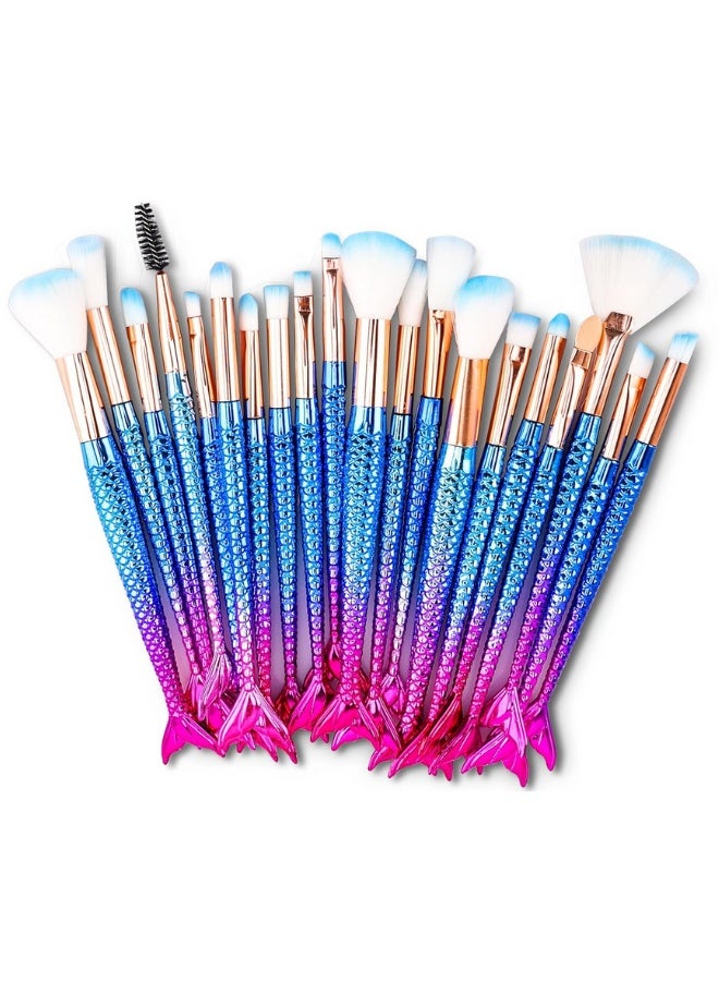 8-in-1 Premium Quality Mermaid Tail Makeup Brush Kit - Essential Set for Blending Foundation, Contour, Blush, and Eyeliner | Soft and Trendy Make Up Tool Accessories for Face and Eyes. - Image 1