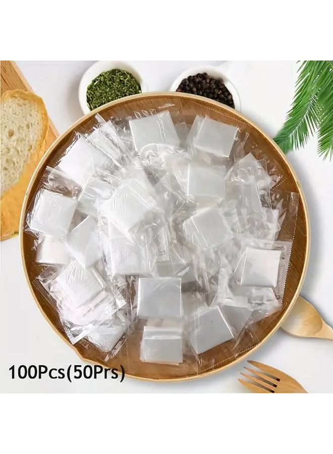 100 Packs Disposable Plastic Service Gloves Transparent Color For Hair Coloring Household Cleaning - Image 1