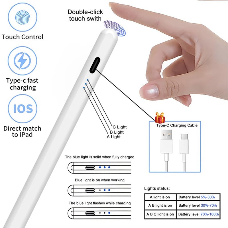 AJUK Magnetic Active Stylus Pen Compatible with iPad, Tablets,iOS & Android Smart Phone with Fast Charging Touch Pencil - Image 3