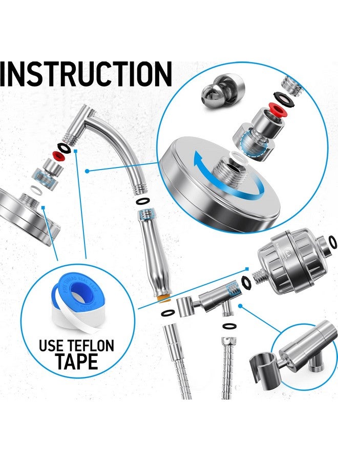 AquaHomeGroup AquaHomeGroup Handheld Shower Head with Filter 20+3 Stage Filtration Shower Filter for Hard Water - Vitamin C,A and E infused Shower Water Filter with SPA Effect - High Pressure Shower Head with Hose - Image 2