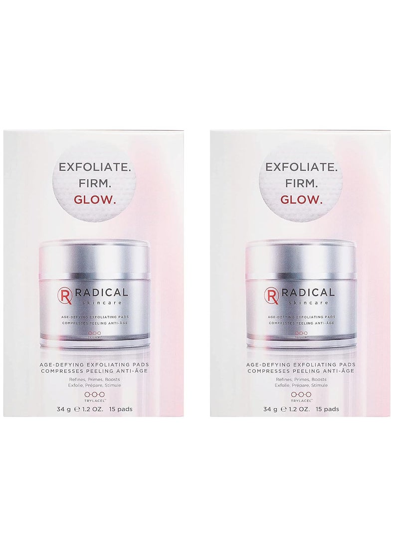 Radical Skincare Radical Skincare Age Defying Exfoliating Pads Removes Dead Skin Evens and Brightens Skin Tone for Radiant Glow  For All Skin Types Including Sensitive Skin  Paraben  Cruelty Free 15 Pads 2 Pack 