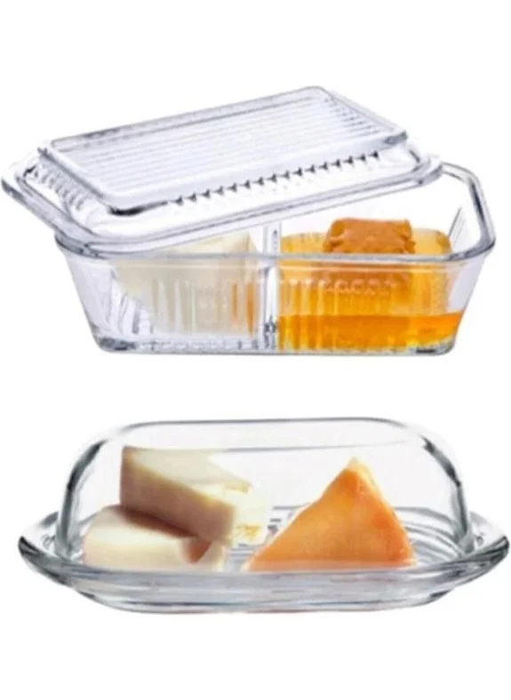 Paşabahçe 98402 96764 Basic Frigo Glass Lid Butter Bowl Honey Storage Container Set