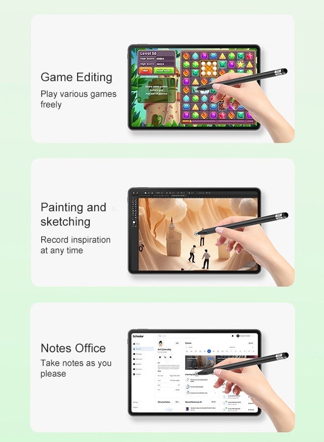 شاشة تعمل باللمس مع قلم اللمس 2 في 1 ، دقة وحساسية عالية لأجهزة iPhone / iPad / Android اللوحية ، متوافقة مع جميع شاشات اللمس (أسود / أزرق / ذهب وردي / فضية). - Image 3