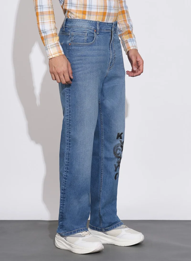 بيينغ هيومان Men Regular Fit Mid-Rise Light Fade Stretchable Jeans