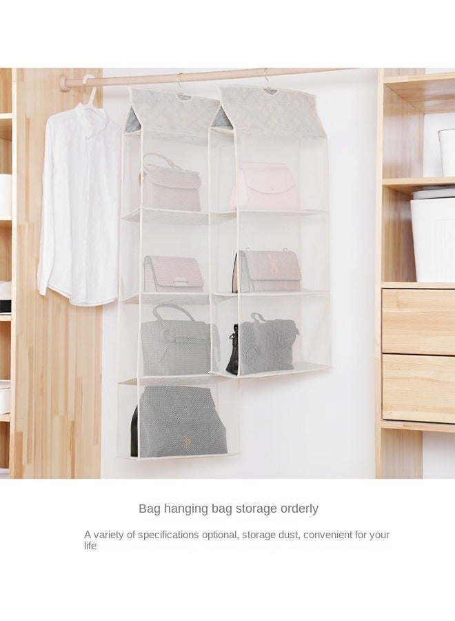 Bukela 4-Layer Transparent Fabric Hanging Bag Organizer, Side Opening for Easy Access, Closet Hanging Purse Storage Solution, 27cm Per Layer, Foldable Space-Saving Design  - Image 2