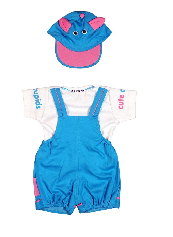 Trendy Dukaan Girls Cotton Baby Boy's And Baby Girl's Dungaree Set / Romper Set With T-Shirt (6 Months - 12 Months, Light Blue), 6-12 Months - Image 2