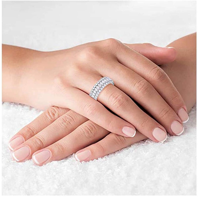 Savlano 18K Gold Plated Cubic Zirconia Marquis Cut Eternity Lustrous Ring Band for Women (6) - Image 5