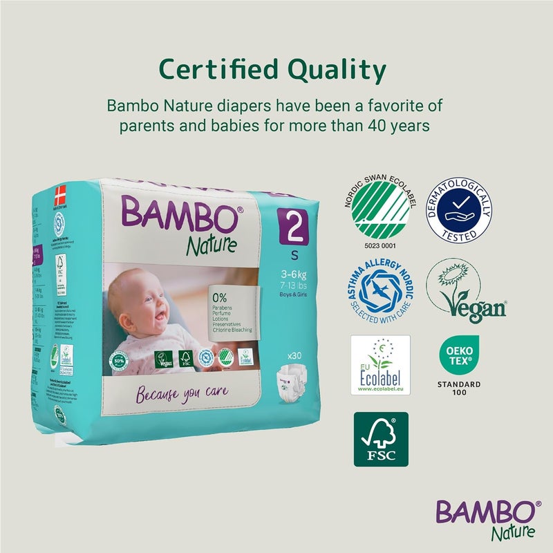 BAMBO NATURE حفاضات بامبو ناتشر المضادة للحساسية للأطفال حفاضات معتمدة بيئياً حماية معززة ضد التسرب خالية تماماً من الكلور صديقة للبشرة و فائقة الامتصاص الحجم 3 52 قطعة - Image 2