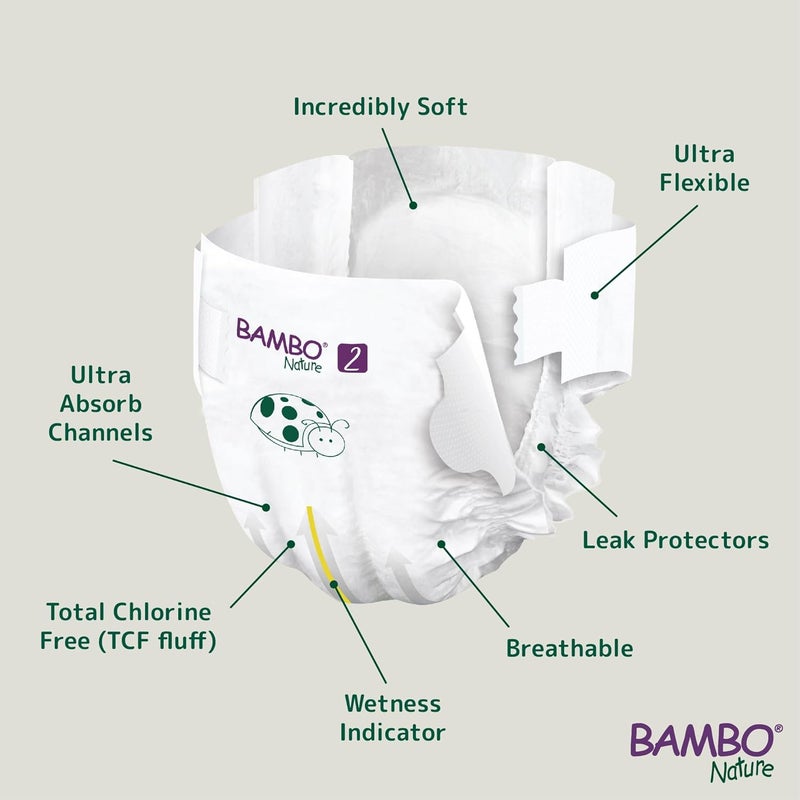 BAMBO NATURE حفاضات بامبو ناتشر المضادة للحساسية للأطفال حفاضات معتمدة بيئياً حماية معززة ضد التسرب خالية تماماً من الكلور صديقة للبشرة و فائقة الامتصاص الحجم 3 52 قطعة - Image 5