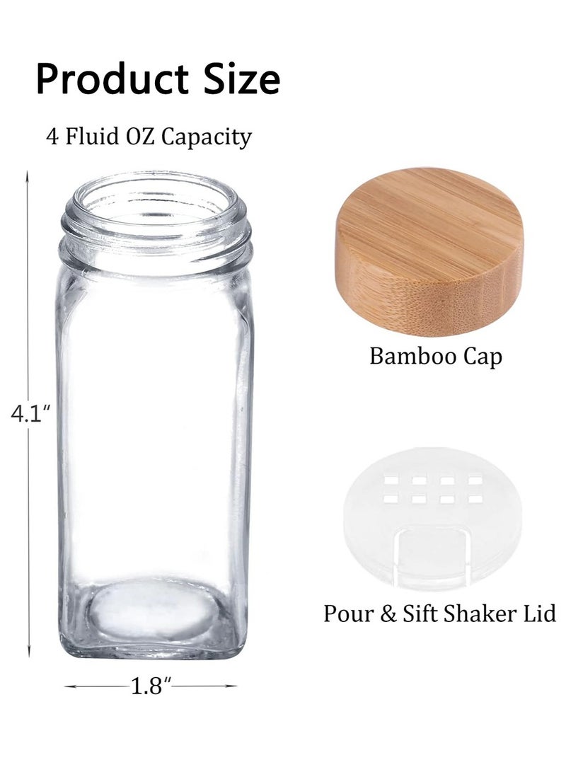 Spice Jars, Seasoning Organizer with Label and Shaker Lid, 24 pcs Empty Glass Spice Container Set