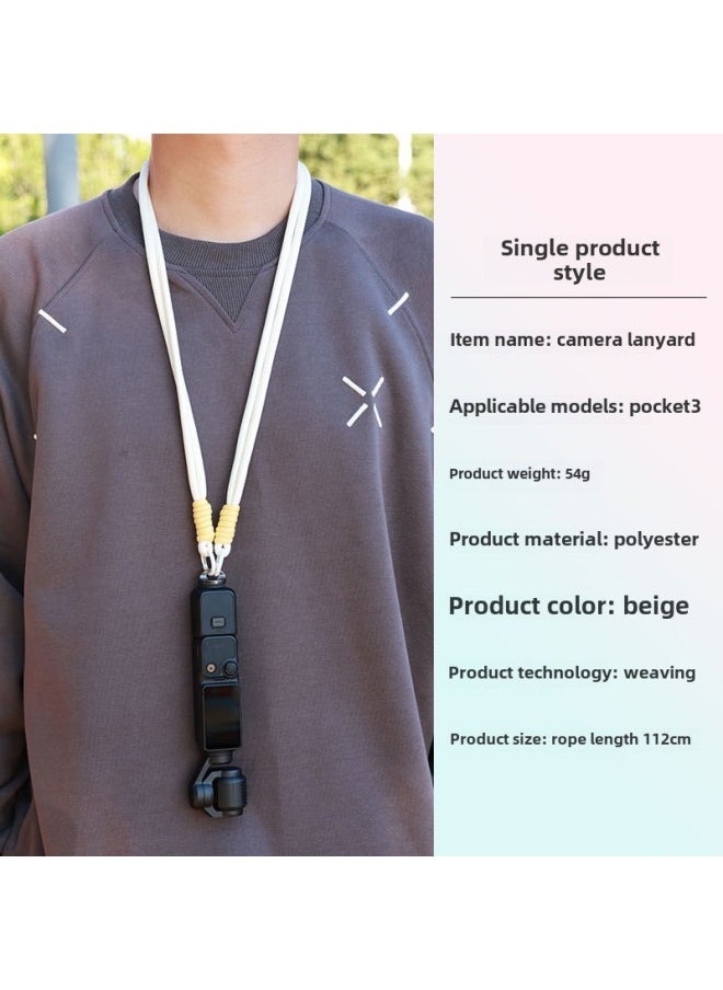Suitable For DJI Pocket3 Lanyard Shoulder Strap Crossbody Strap Lingou Camera Sports Camera Universal Lanyard-Color:Beige Lanyard - Image 1