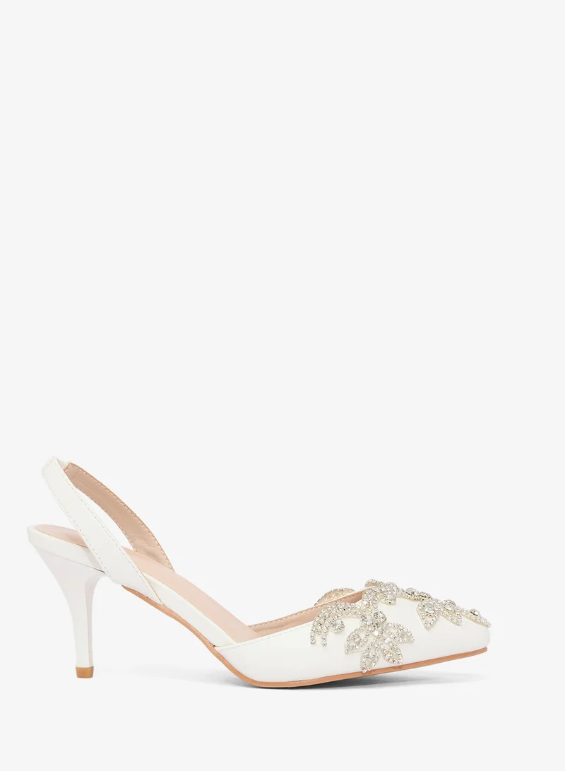 Ella Limited Edition Rhinestone Embellished Detail Kitten Heel Pumps