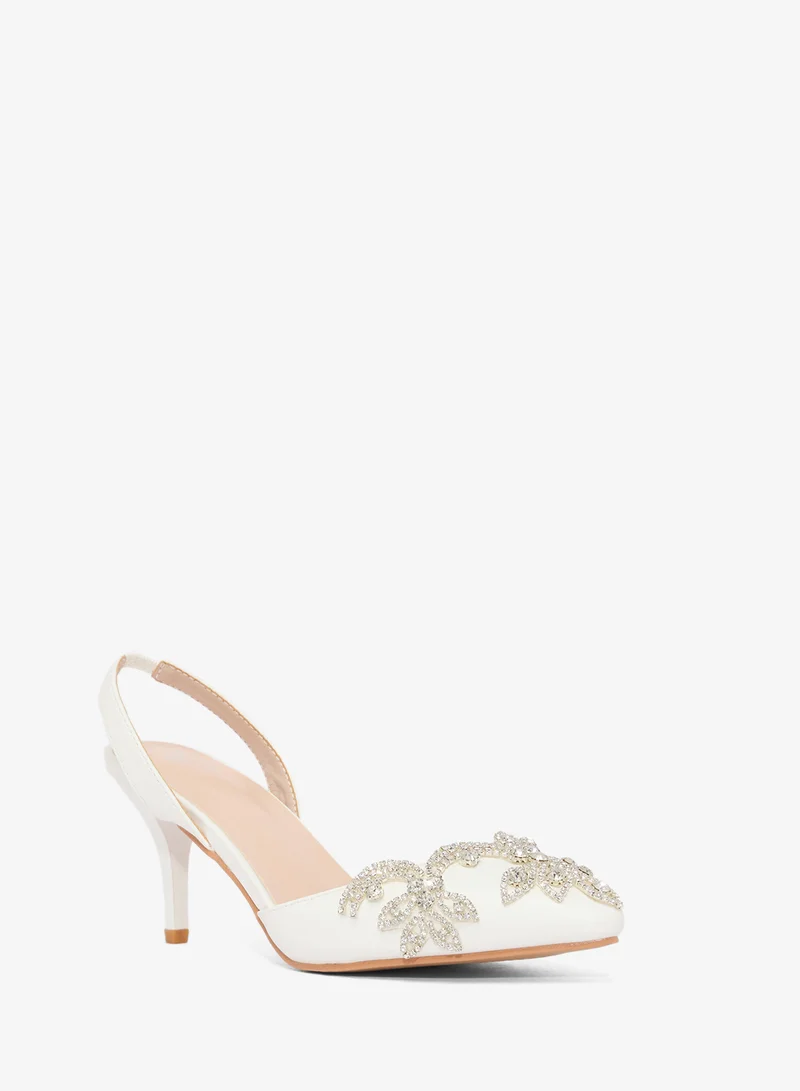 Ella Limited Edition Rhinestone Embellished Detail Kitten Heel Pumps