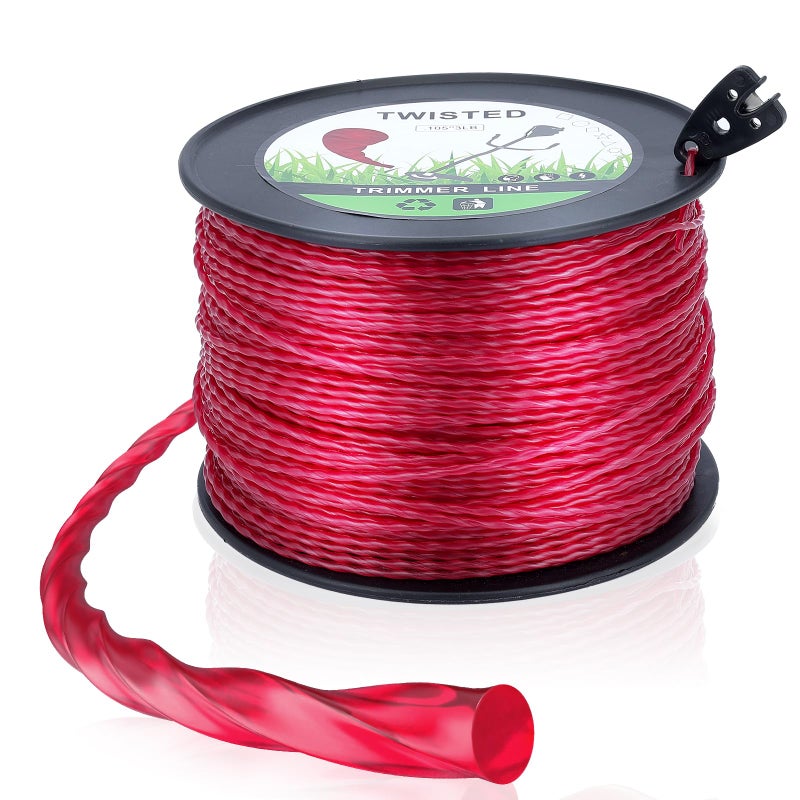 Dalom 27 mm105 Round Trimmer Line Round Twist 3lbs Red Color Includes Cutting Tool Weed String Trimmer Edger Line